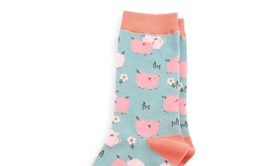 Miss Sparrow  Pretty Pig  Socks Duck Egg Bamboo Blend