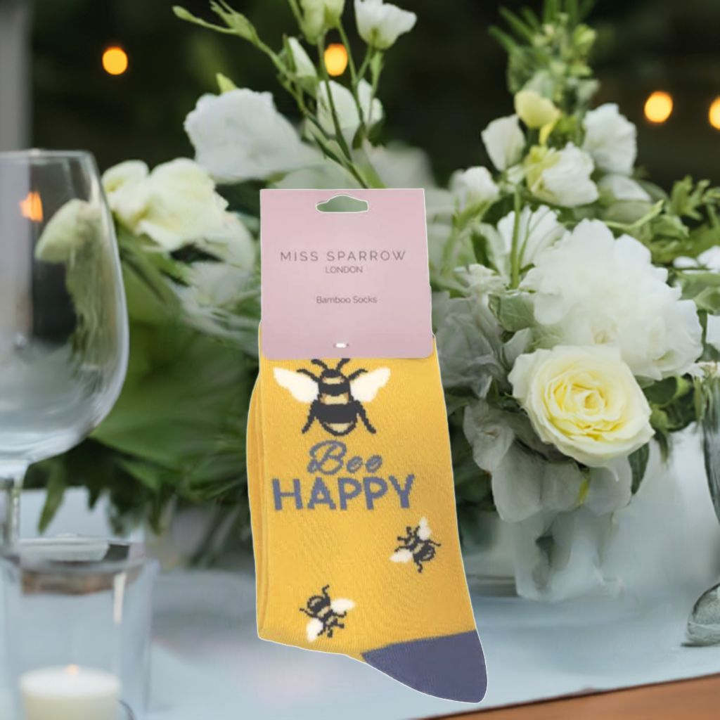 Soft Bamboo Socks Bee Happy Yellow