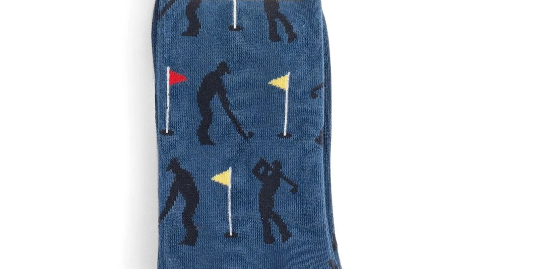 Mr Sparrow Golf Print Socks Navy Super Soft Bamboo Blend