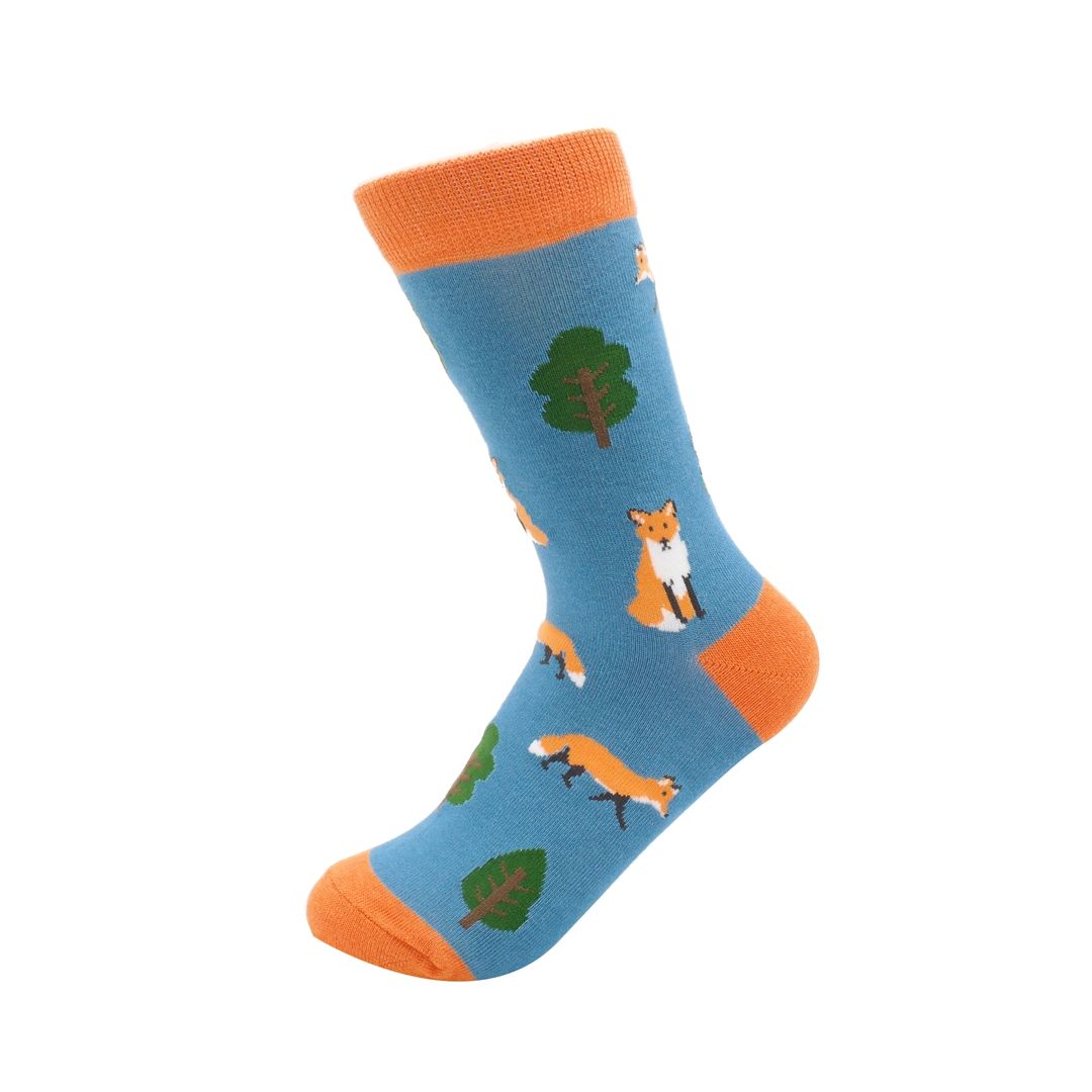 Miss Sparrow  Fox in the Woods Socks Denim Eco Friendly Bamboo Mix