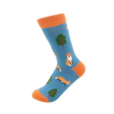 Miss Sparrow Fox in the Woods Socks Denim Eco Friendly Bamboo Mix