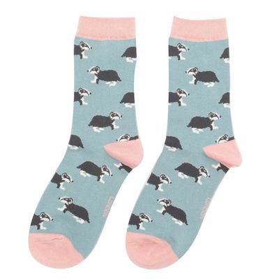 Miss Sparrow Badger Socks  Duck Egg Super Soft Bamboo Blend Eco Friendly