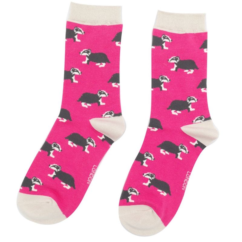 Miss Sparrow Badger Socks  Hot Pink Super Soft Bamboo Blend Eco Friendly