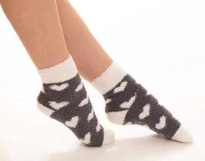 PAMELA MANN Soft Warm Winter Fluffy Socks Grey White