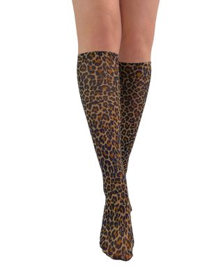 PAMELA MANN Leopard Printed knee High Socks One Size