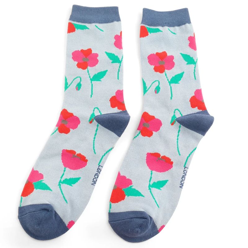 Miss Sparrow Poppy Socks Powder Blue Eco Friendly Sustainable Bamboo Mix