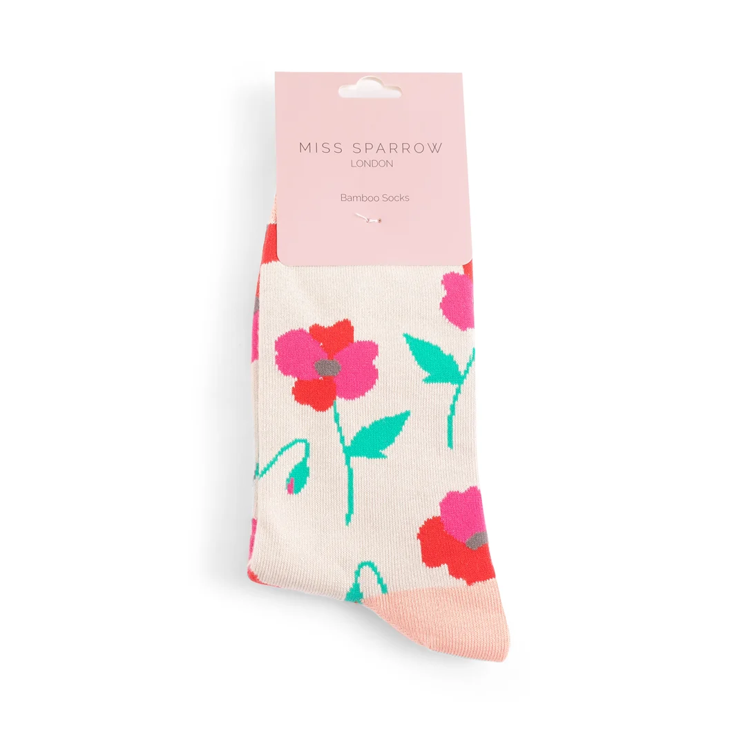 Miss Sparrow Poppy Socks Silver Eco Friendly Sustainable Bamboo Mix