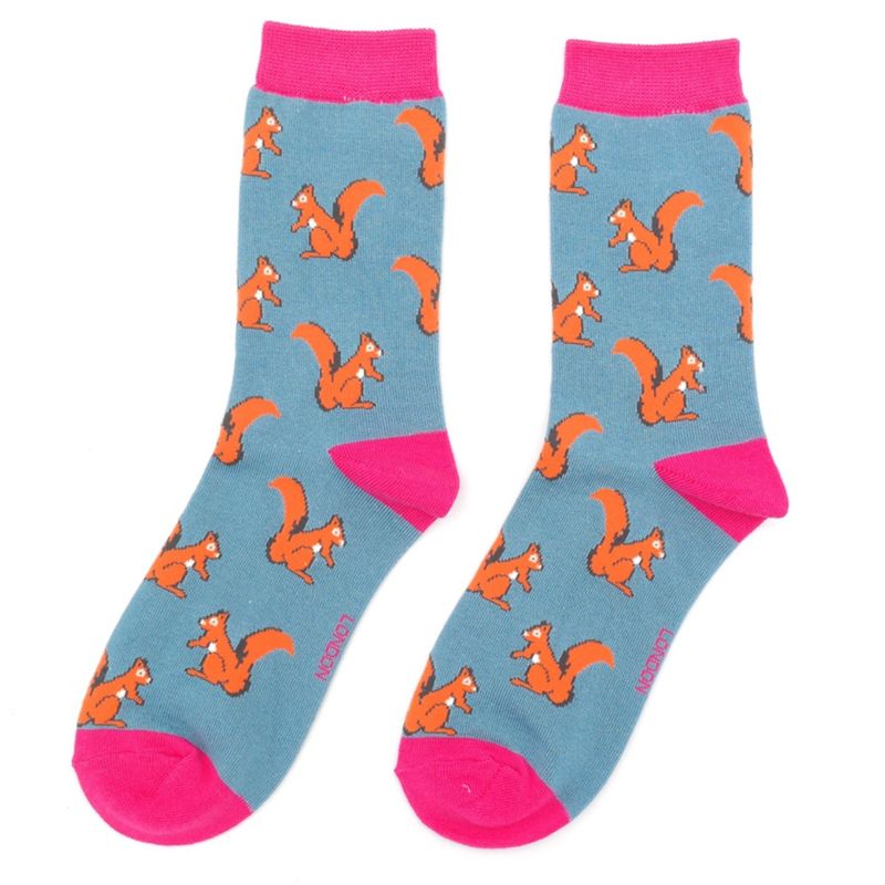 Miss Sparrow Squirrel Socks Denim Woodland Collection Eco Friendly Bamboo Mix