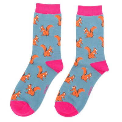 Miss Sparrow Squirrel Socks Denim Woodland Collection Eco Friendly Bamboo Mix