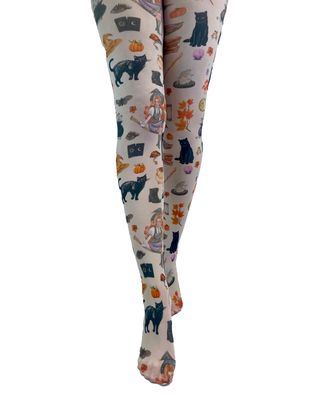 PAMELA MANN Spells Potions Printed Tights Spooky Halloween