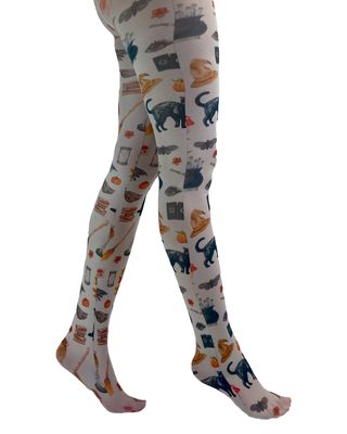 PAMELA MANN Spells Potions Printed Tights Spooky Halloween