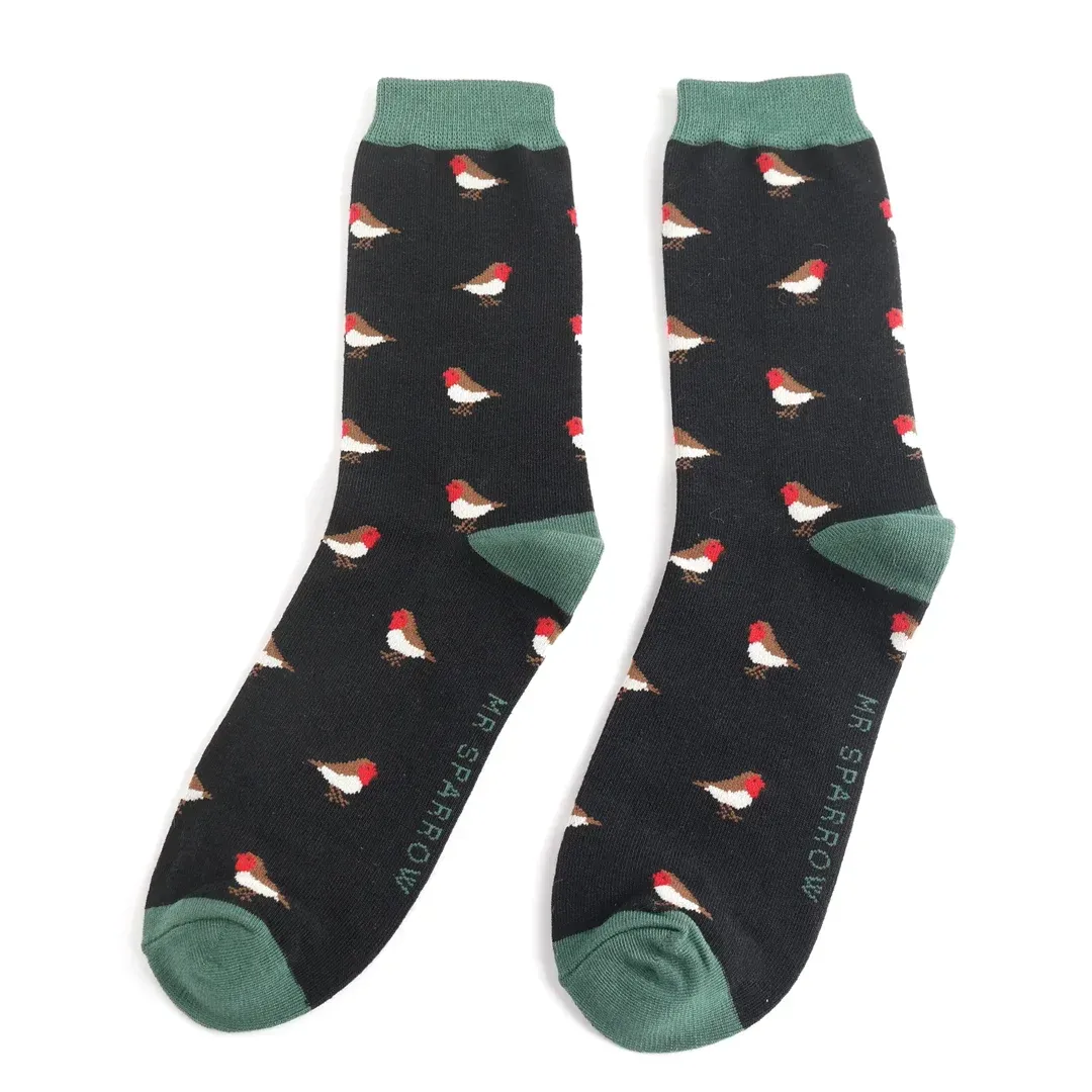 Mr Sparrow Robin Socks Black  Super Soft Bamboo Blend For Men 7 to 11