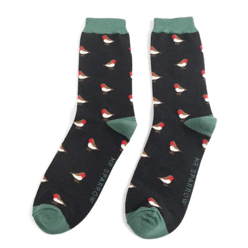 Mr Sparrow Robin Socks Black  Super Soft Bamboo Blend For Men 7 to 11