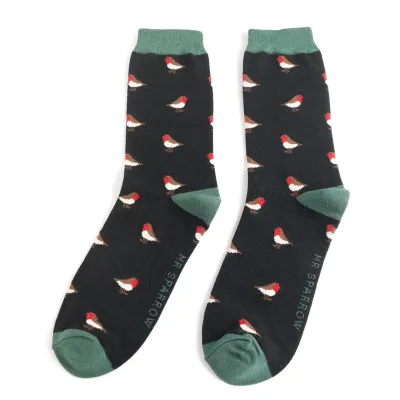 Mr Sparrow Robin Socks Black  Super Soft Bamboo Blend For Men 7 to 11