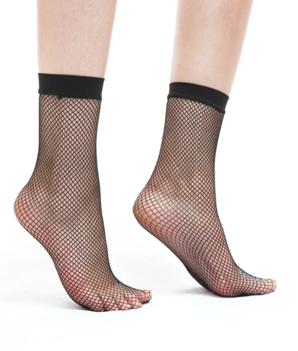 PAMELA MANN Fishnet Ankle Socks One Size
