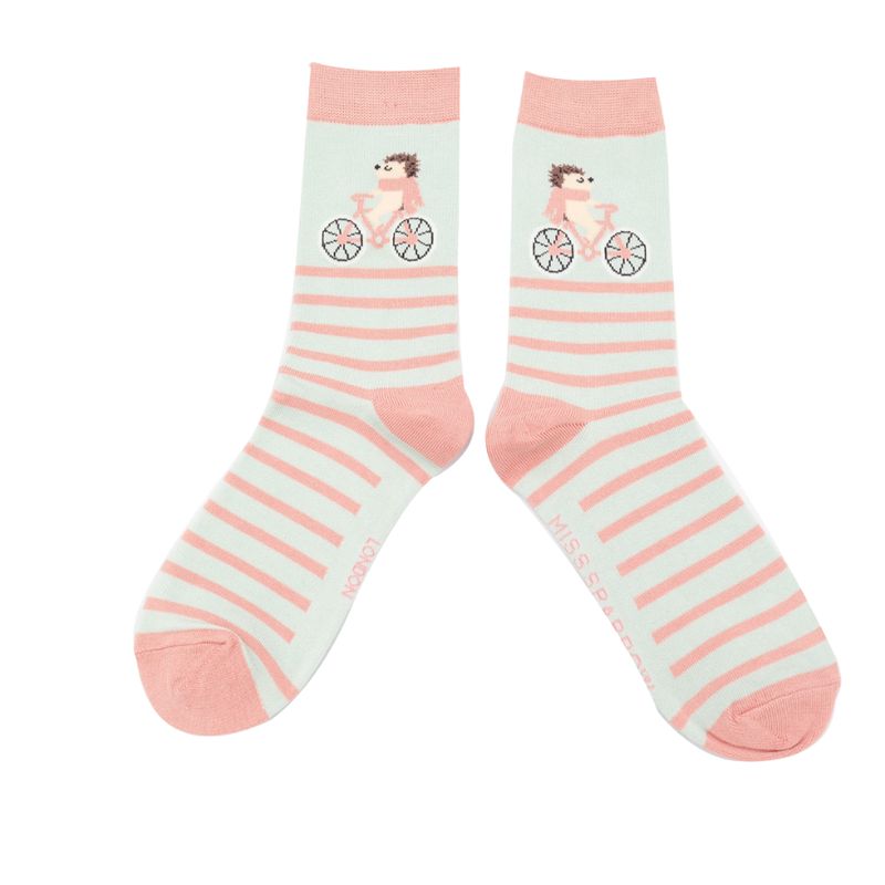 MISS SPARROW Socks Cycling Hedgehog Duck Egg Soft Bamboo Blend Eco Friendly