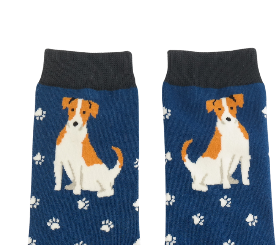 MR SPARROW Jack Russel Socks Navy Blue Soft Bamboo Blend