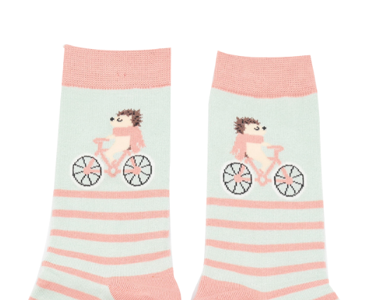 MISS SPARROW Socks Cycling Hedgehog Duck Egg Soft Bamboo Blend Eco Friendly