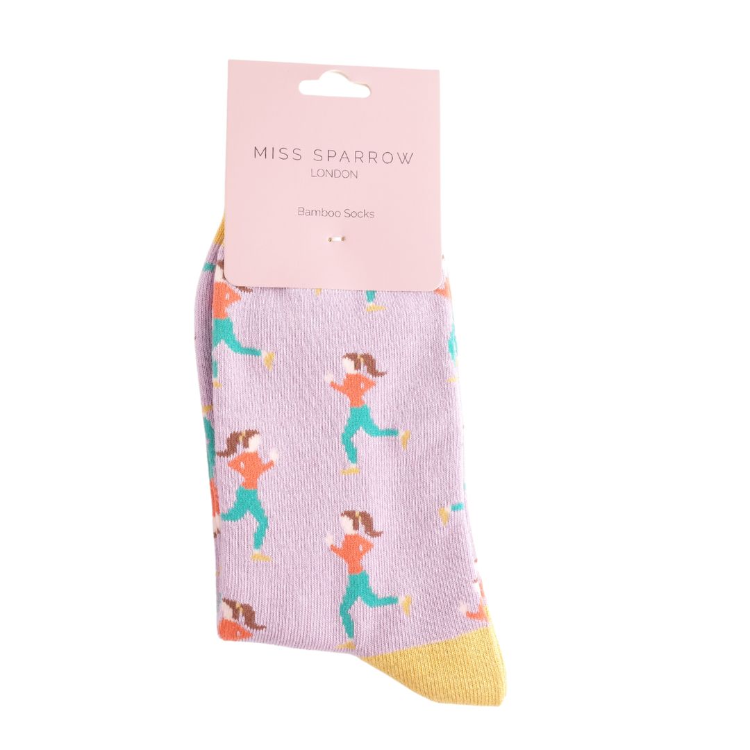 MISS SPARROW Jogging Socks Lilac Soft Bamboo Blend Eco Friendly