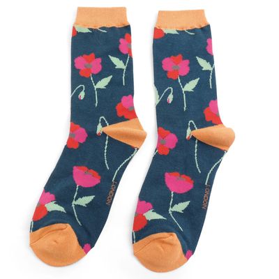 Miss Sparrow Poppy Socks Navy Eco Friendly Sustainable Bamboo Mix