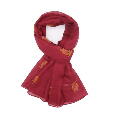 Pure Fashions Highland Cow Scarf Red Soft A Gift From Scotland