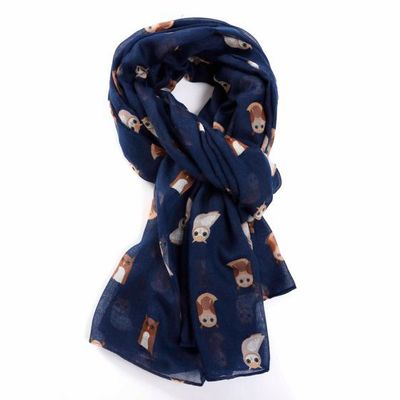 Pure Fashions Owl Scarf Navy Soft Lightweight Polyester