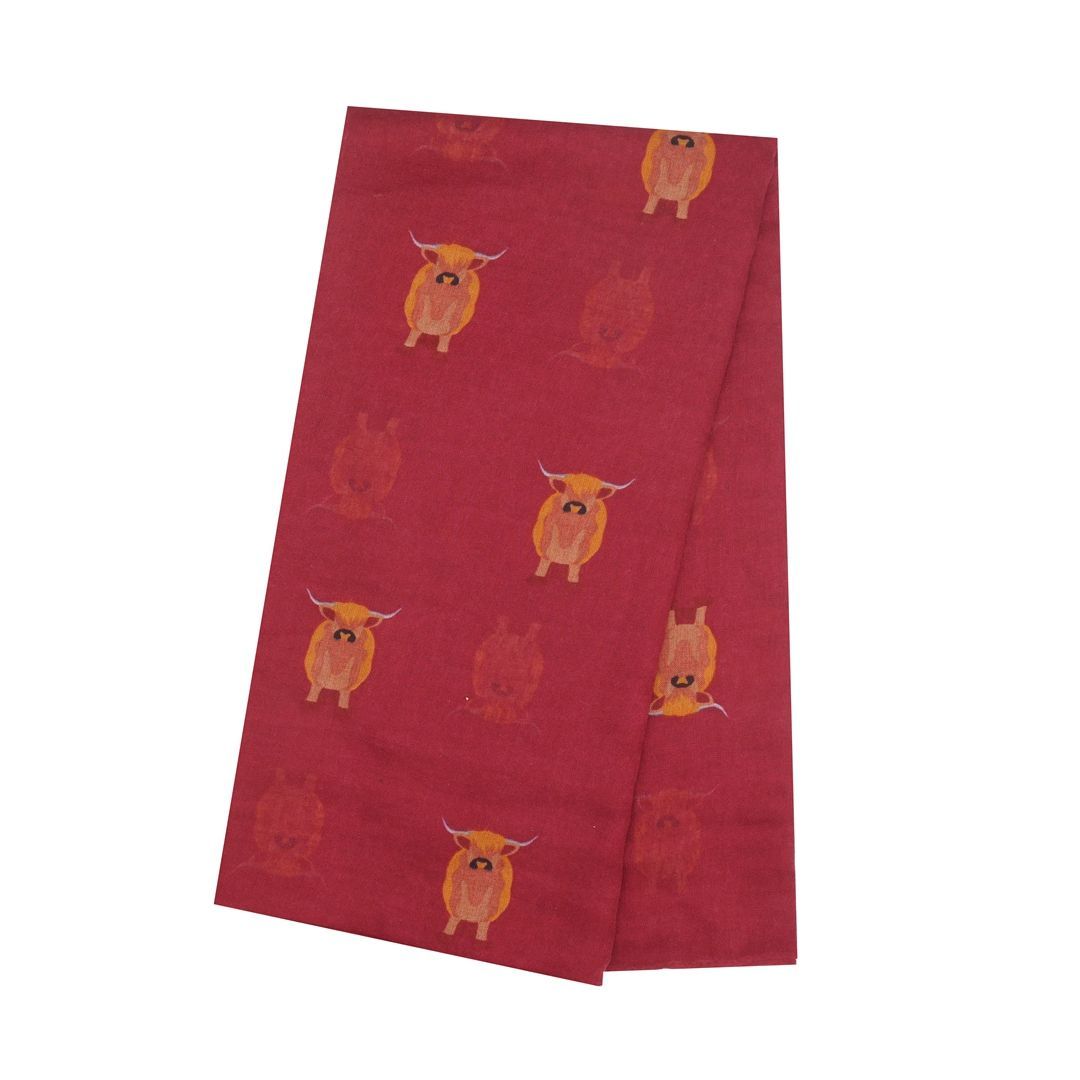 Highland Cow Scarf Red Soft A Gift From Scotland Hairy Coo