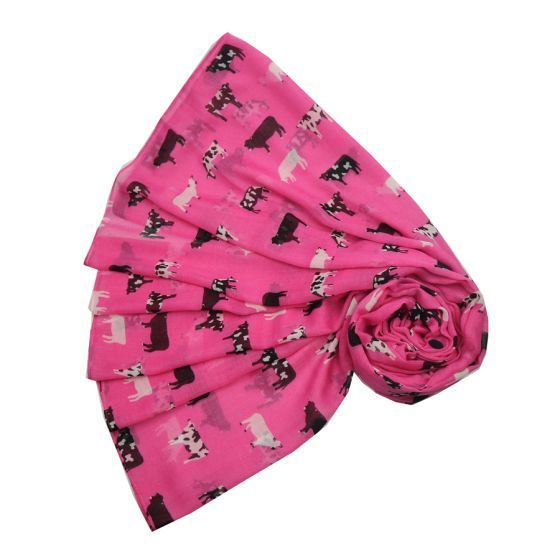 Pure Fashions Cow Scarf Fuchsia Pink  Soft Lightweight Polyester