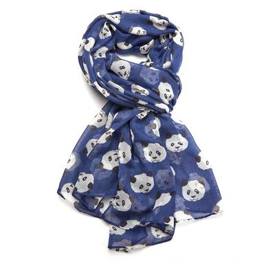 Pure Fashions Panda  Scarf  Blue Soft Lightweight Polyester