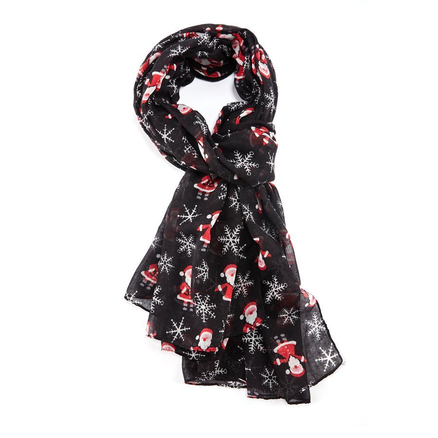 Pure Fashions Santa Black Scarf  Soft Lightweight Polyester