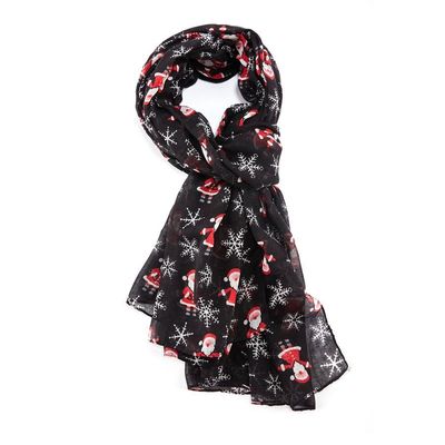 Pure Fashions Santa Black Scarf  Soft Lightweight Polyester