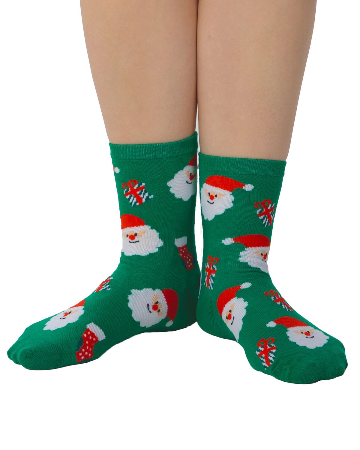 PAMELA MANN Novelty Christmas Socks Green Santa Claus Father Christmas