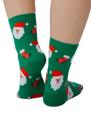 PAMELA MANN Christmas Socks Green Santa