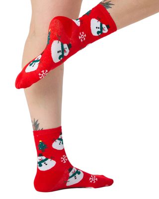 PAMELA MANN Christmas Socks Red Snowman