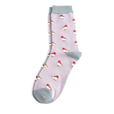 MISS SPARROW Socks Little Robin Lavender Super Soft Bamboo Eco Friendly