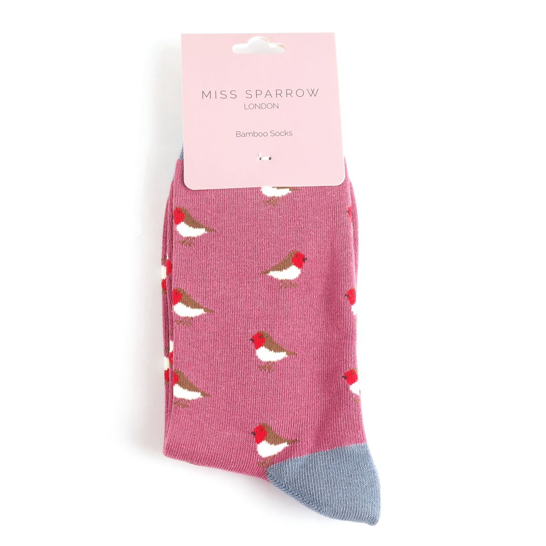MISS SPARROW Socks Little Robin Berry Super Soft Bamboo Eco Friendly