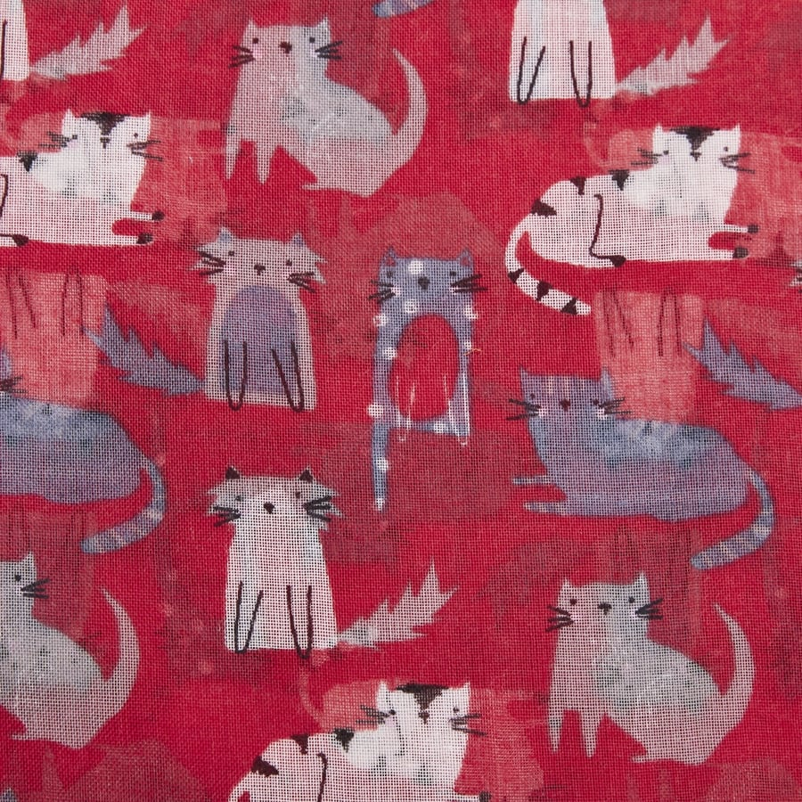 Miss Sparrow Cat Scarf Light Red Soft Lightweight Polyester