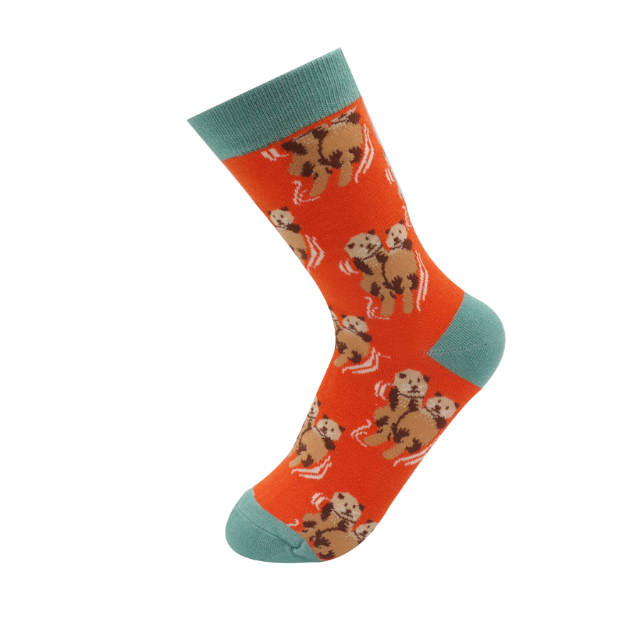 MISS SPARROW Cute Otters Socks  Orange  Super Soft Bamboo Blend
