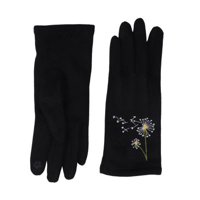 Zelly Dandelion Embroidered Gloves Warm Stretchy Fits All