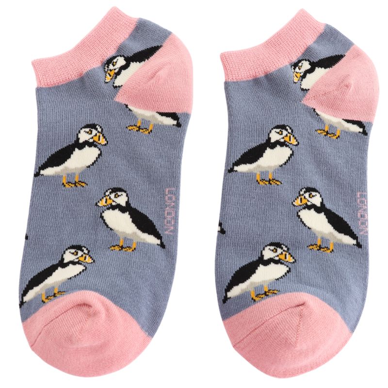 MISS SPARROW PuffinTrainer Socks Soft Bamboo Blend Denim Blue