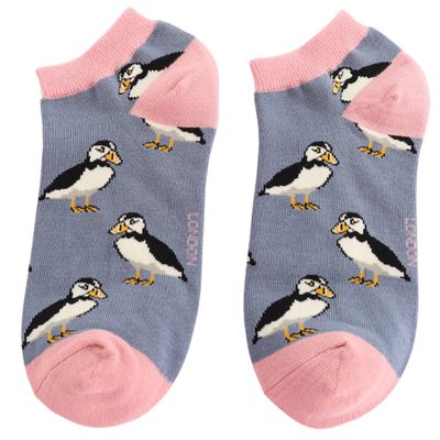 MISS SPARROW PuffinTrainer Socks Soft Bamboo Blend Denim Blue