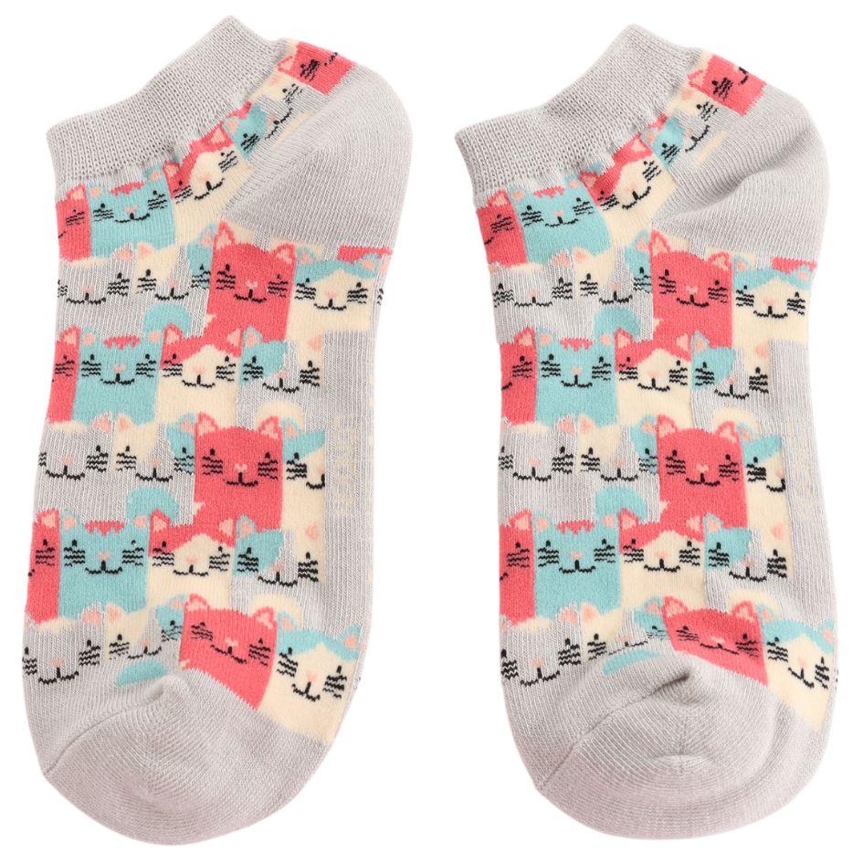 Happy Cat Trainer Socks Silver  No Show Bamboo MISS SPARROW