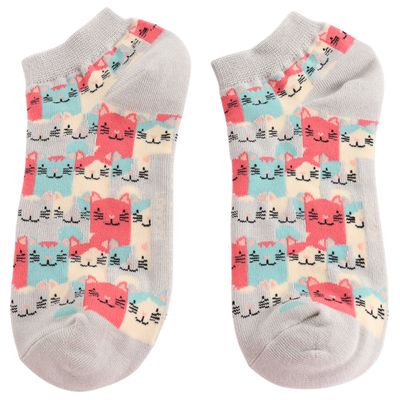 Happy Cat Trainer Socks Silver  No Show Bamboo MISS SPARROW