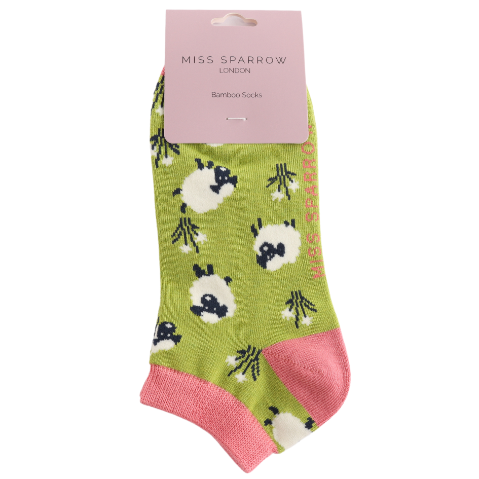 Sheep Trainer Socks Green  No Show Bamboo MISS SPARROW