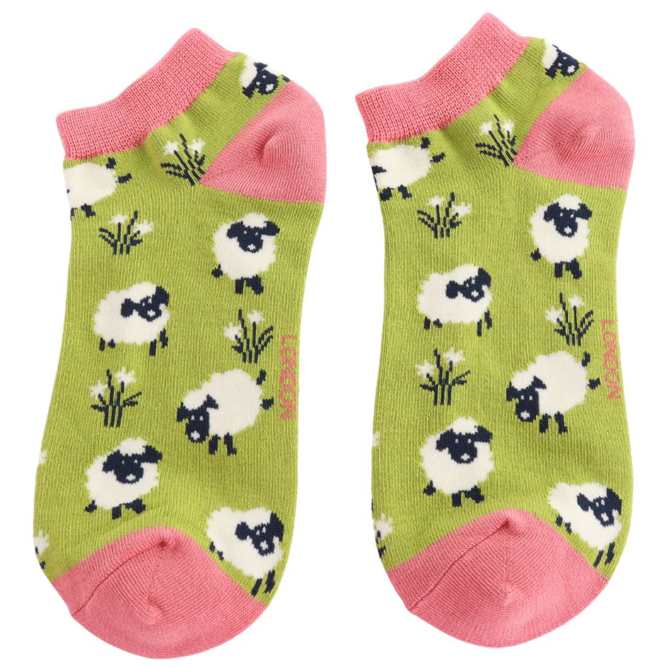 Sheep Trainer Socks Green  No Show Bamboo MISS SPARROW