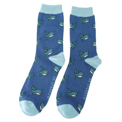 Mr Sparrow Whale Navy Bamboo Blend Socks 7 to 11