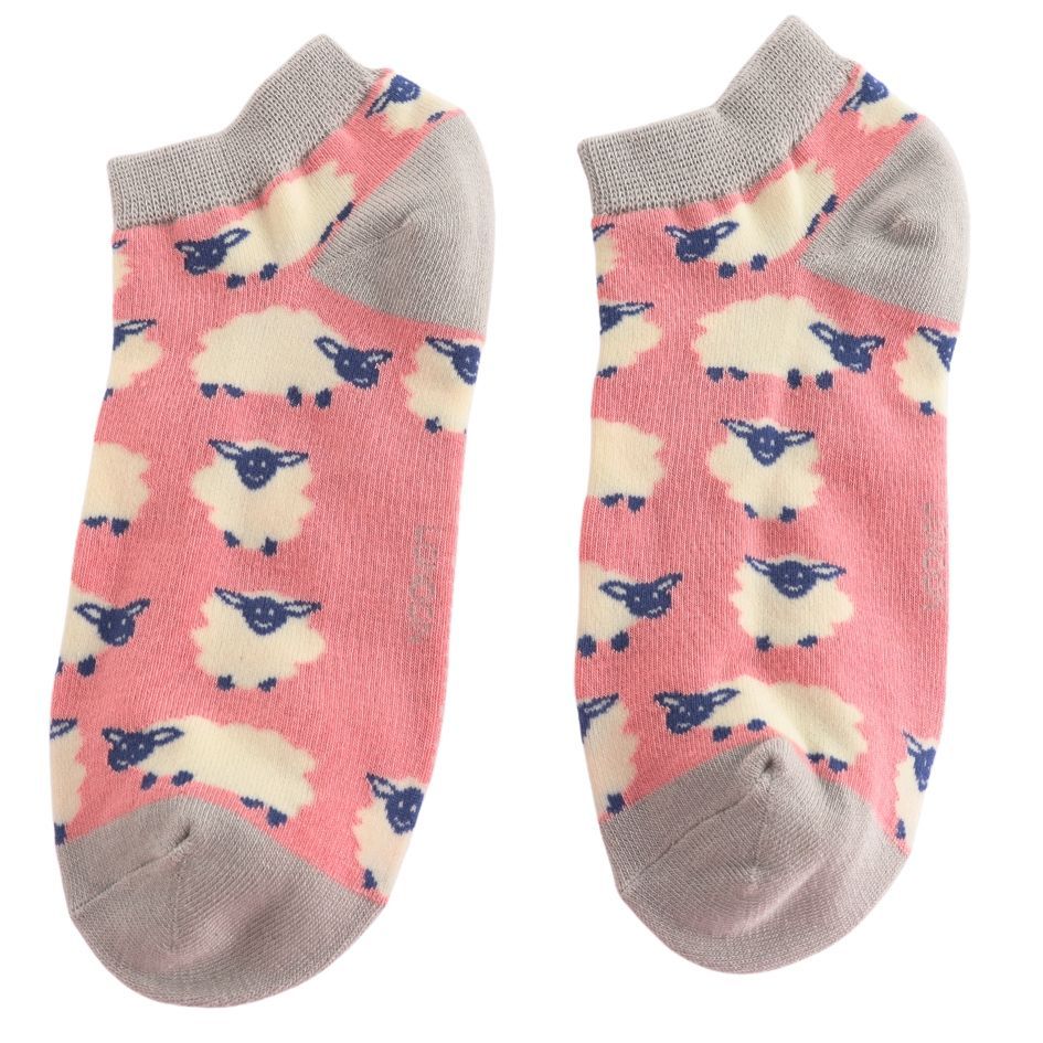 Sheep Trainer Socks Pink  No Show Bamboo MISS SPARROW