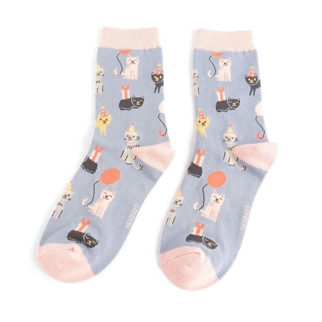 MISS SPARROW Party Cats Socks Denim Soft Breathable Bamboo