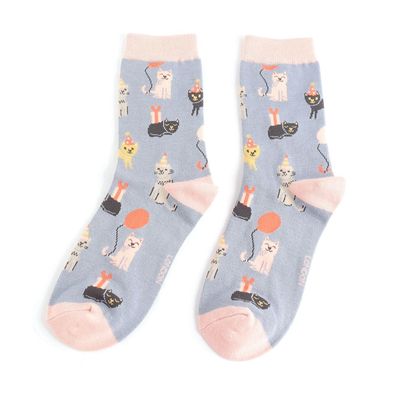 MISS SPARROW Party Cats Socks Denim Soft Breathable Bamboo