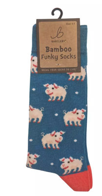Bartleby Funky Bamboo Socks Ladies Pig Design Eco Friendly Super Soft